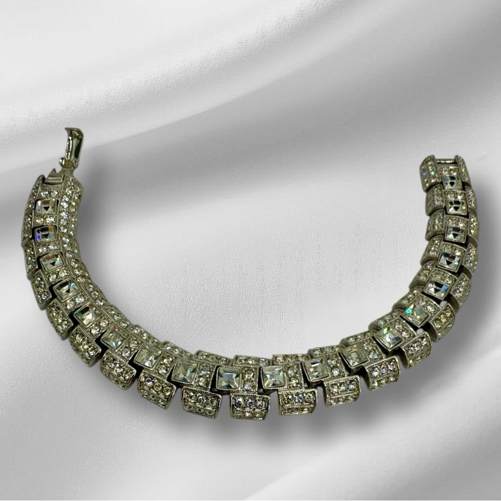 Vintage Joan Rivers Rhinestone Link Bracelet – Art Deco Style, 6.5” - Picture 5 of 17
